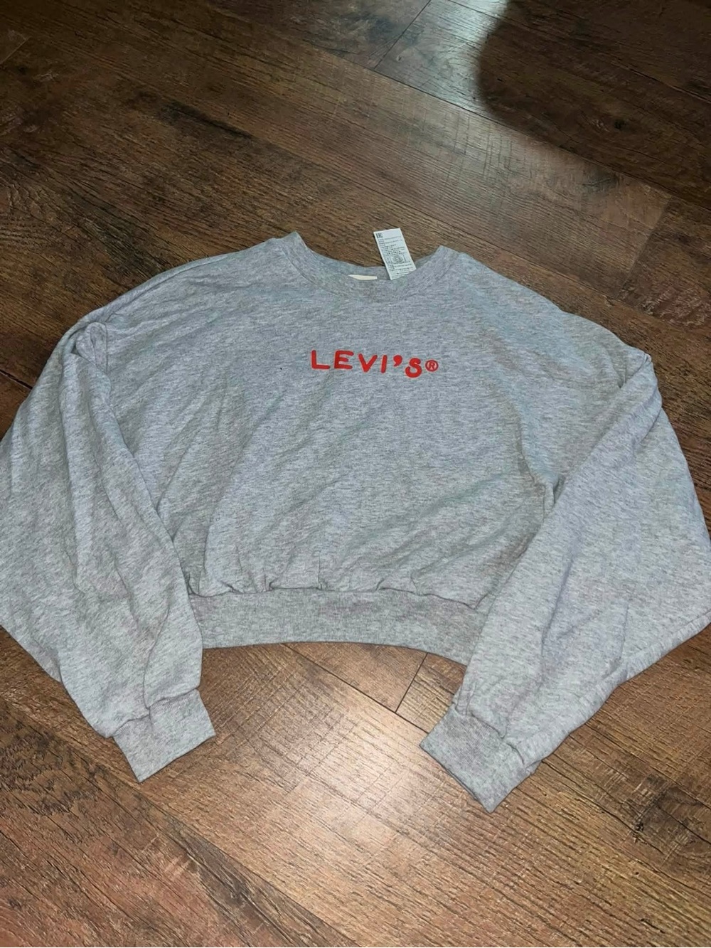 Levi's Gray Cropped Sweatshirt with Red Logo
